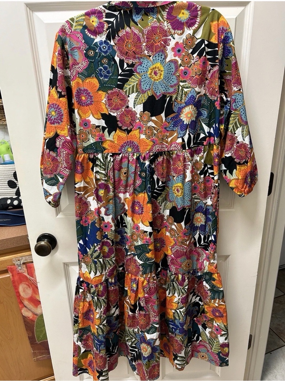 Anthropologie Multicolor Floral Tiered Midi Dress - Picture 2 of 4